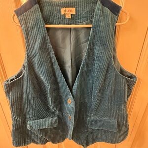 Di.Co Women's Teal Corduroy Vest